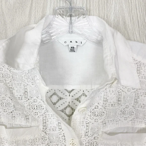 Cabi | White Button Down Lace Sleeveless Cluny Blouse Size XS - Picture 12 of 14
